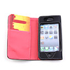 Wallet PU Leather Case for iPhone 4 (Black/Red)