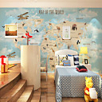 Wallpaper / Mural Canvas Wall Covering - Adhesive required Art Deco / Trees / Leaves / 3D