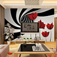 Wallpaper / Mural Canvas Wall Covering - Adhesive required Floral / Geometric / Art Deco