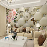 Wallpaper / Mural Canvas Wall Covering - Adhesive required Floral / Pattern / 3D