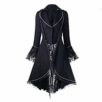 wanquiy womens retro autumn cotton open jacket new solid long sleeve cardigan irregular tailcoat outwear (s,  js-black) miniinthebox