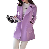 warm solid fare swing wool trench pea coat jacket overcoat outwear purple 2xl miniinthebox