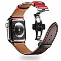 Watch Band for Apple Watch Series 6 SE 5 4 3 2 1 Apple Butterfly Buckle Genuine Leather Wrist Strap