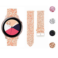 Watch Band for Samsung Galaxy Watch Active Flash Star Glitter Genuine Leather Wrist Strap