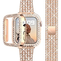 Watch Band with Case Compatible Apple Watch 38mm 40mm 42mm 44mm For Women,  Rhinestone Metal Jewelry Wristband Strap With Bling Diamond Protective Case Replacement For iWatch Series 6 5 4 3 2 1 SE miniinthebox