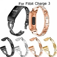 Watch Band Wrist Strap For Fitbit Charge 3 Metal Stainless Steel Rhinestone Bracelet Wristband miniinthebox