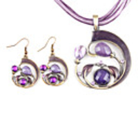 Water-Drop Resin Metal Oil Drip Earring Nacklace Suit