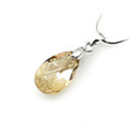 Water-drop Shaped Crystal And 925 Sterling Silver With Platinum Plated Pendant - Champagne