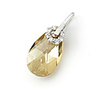 Water-drop Shaped Crystal And 925 Sterling Silver With Platinum Plated Pendant - Champagne