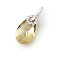 Water-drop Shaped Crystal And 925 Sterling Silver With Platinum Plated Pendant - Champagne