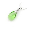 Water-drop Shaped Crystal And 925 Sterling Silver With Platinum Plated Pendant - Green
