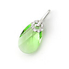Water-drop Shaped Crystal And 925 Sterling Silver With Platinum Plated Pendant - Green