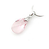 Water-drop Shaped Crystal And 925 Sterling Silver With Platinum Plated Pendant - Pink