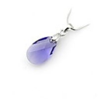 Water-drop Shaped Crystal And 925 Sterling Silver With Platinum Plated Pendant - Purple