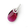 Water-drop Shaped Crystal And 925 Sterling Silver With Platinum Plated Pendant - Red
