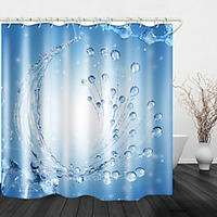 Water Drops Background Digital Print Waterproof Fabric Shower Curtain for Bathroom Home Decor Covered Bathtub Curtains Liner Includes with Hooks