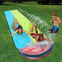 Water Slip and Slide for Kids Adults,  Garden Backyard Giant Racing Lanes and Splash Pool,  Outdoor Blow up Water Slides with Crash Pad Outdoor Water Toys 189inchx55inch (189inchx55inch,  Blue Yellow) miniinthebox