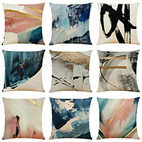 Watercolor Double Side Cushion Cover 9PC Soft Decorative Square Throw Pillow Cover Cushion Case Pillowcase for Bedroom Livingroom Superior Quality Machine Washable Indoor Cushion for Sofa Couch Bed Chair miniinthebox