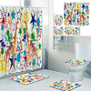 Watercolor Giraffe Printed Bathtub Curtain Liner Covered With Waterproof Fabric Shower Curtain For Bathroom Home Decoration With Hook Floor Mat And Four-piece Toilet Mat