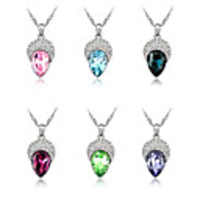 Waterdrop Pattern Silver Pendent Crystal Necklace
