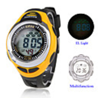 Waterproof Cold-Light Stop Watch with Calendar and Alarm - Yellow