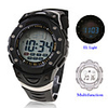 Waterproof Digital Multifunction EL Light Watch with Calendar Alarm Chronograph - Black