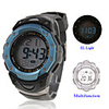 Waterproof Digital Multifunction EL Light Watch with Calendar Alarm Chronograph - Blue