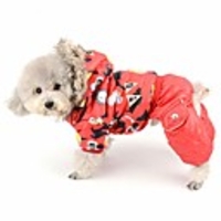 waterproof dog snowsuit jumpsuit girl winter fleece lined coat puppy hoodie chihuahua clothes windproof doogy parka outfit cotton-padded hooded jacket for small dogs cats red l