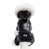 waterproof pet clothes for dog winter warm dog jacket coat dog hooded jumpsuit snowsuit (s,  black)