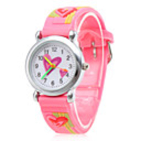 Waterproof Silicone Analog Quartz Wrist Watch with Heart (Pink)