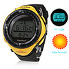 Waterproof Solar Powered Watch with Alarm EL Light Chronograph - Yellow