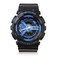 Waterproof Sporty Double Movement Digital Stop Watch with Night Light - Dark Blue