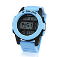 Waterproof Sporty Single Movement Digital Stop Watch with Night Light - Blue