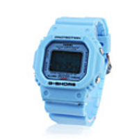 Waterproof Sporty Single Movement Digital Stop Watch with Night Light - Blue