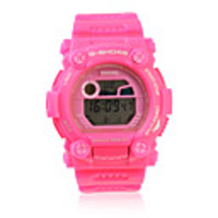 Waterproof Sporty Single Movement Digital Stop Watch with Night Light - Peach Red