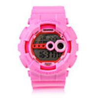 Waterproof Sporty Single Movement Digital Stop Watch with Night Light - Pink