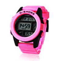 Waterproof Sporty Single Movement Digital Stop Watch with Night Light - Pink