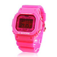 Waterproof Sporty Single Movement Digital Stop Watch with Night Light - Pink