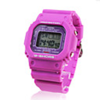 Waterproof Sporty Single Movement Digital Stop Watch with Night Light - Purple