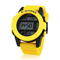Waterproof Sporty Single Movement Digital Stop Watch with Night Light - Yellow