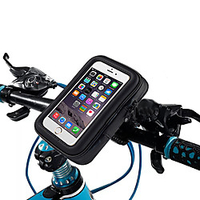 Waterproof Touch Screen Phone Pouch Bag Motorcycle Cycling Bike Handlebar Tube Mount Rotatable - B