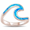 wave design. 925 sterling silver ring sizes 2-12 choose your color (rose gold plated blue opal,  9)