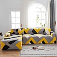 Wave Print 1-Piece Sofa Cover Couch Cover Furniture Protector Soft Stretch Sofa Slipcover Spandex Jacquard Fabric Super Fit for 1~4 Cushion Couch and L Shape Sofa, Easy to Install