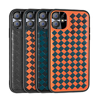Weaved Case For Apple iPhone 11 SE 2020 XR 11 Pro Max Xs Max PU Leather Case Shockproof Back Cover Tile / Lines / Waves Phone Case