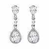 wedding bridal clip-on earrings for women crystal teardrop infinity figure 8 chandelier dangle earrings black silver-tone