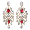 wedding bridal dangle earrings for women vintage style crystal drop hollow filigree chandelier dangle earrings ruby color gold-toned