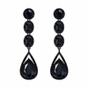 wedding bridal rhinestone crystal multi teardrop pierced dangle earrings navy blue black-tone