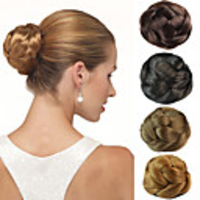wedding bridal updo chignon bun clips synthetic straight hair extensions more colors
