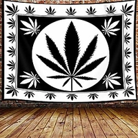 weed marijuana leaf tapestry wall hanging,  black and white reggae rasta tie dye leaf premium home art wall decor,  upgrade tapestries for bedroom living room college dorm 71x60 inches