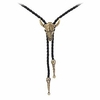 western bolo tie for men cow skull copper necktie leather braided bolos for women boys girls (cow skull necklace gold)